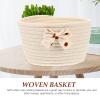 Cabilock Desktop Storage Basket Bow Design Cute Cotton Woven Organizer for Home Nursery and Closet for Storing Clothes Toys Snacks and Cosmetics Beige view 3