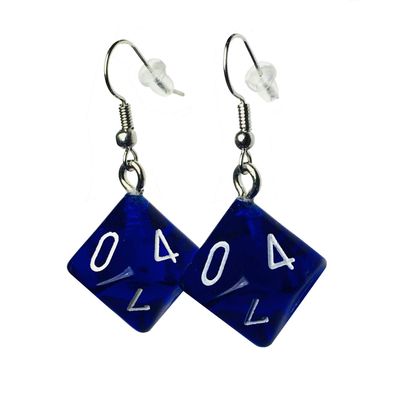 d20 / d10 Polyhedral Dice Earrings - Translucent Colors (d10 Dark Blue)
