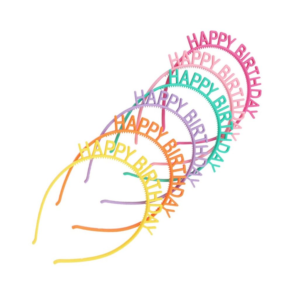 6pcs Headwear Hairband Hair for Tiara Birthday Red Novelty Plastic Headdress Headband Hoop Happy Prop Decorations Accessories Yellow+purple+blue+pink+orange+rose Creative
