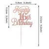 Rsstarxi 1 Pack Happy 16th Birthday Cake Topper Glitter 16 & Fabulous Cheers to 16 Years Old 16th Birthday Cake Pick for Celebrating 16th Birthday Anniversary Party Cake Decorations Supplies Rose Gold view 2
