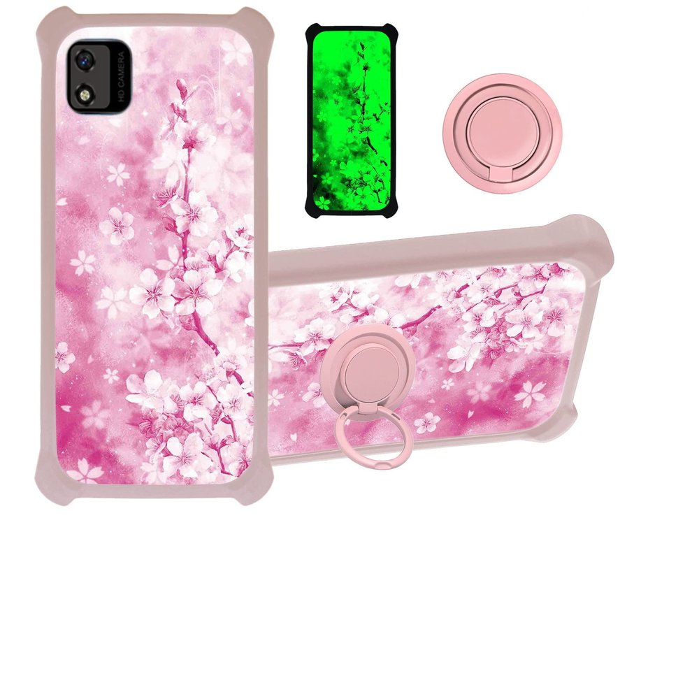 jioeuinly Blu Studio X10l Case Compatible with Blu Studio X10l Phone Case Cover [with Tempered Glass Screen Protector][Hard PC + Soft Silicone][Ring Support] [Luminous Effect] YGF-MH