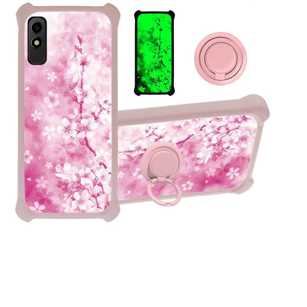 jioeuinly Blu Studio X10 2022 Case Compatible with Blu Studio X10 2022 Phone Case Cover [with Tempered Glass Screen Protector][Hard PC + Soft Silicone][Ring Support] [Luminous Effect] YGF-MH