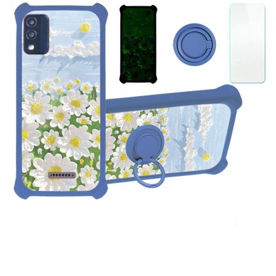 Blu Studio X5 2022 5 Inch Case Compatible with Blu Studio X5 2022 5 Inch Phone Case Cover [with Tempered Glass Screen Protector][Hard PC + Soft Silicone][Ring Support] [Luminous Effect] YGL-CJ