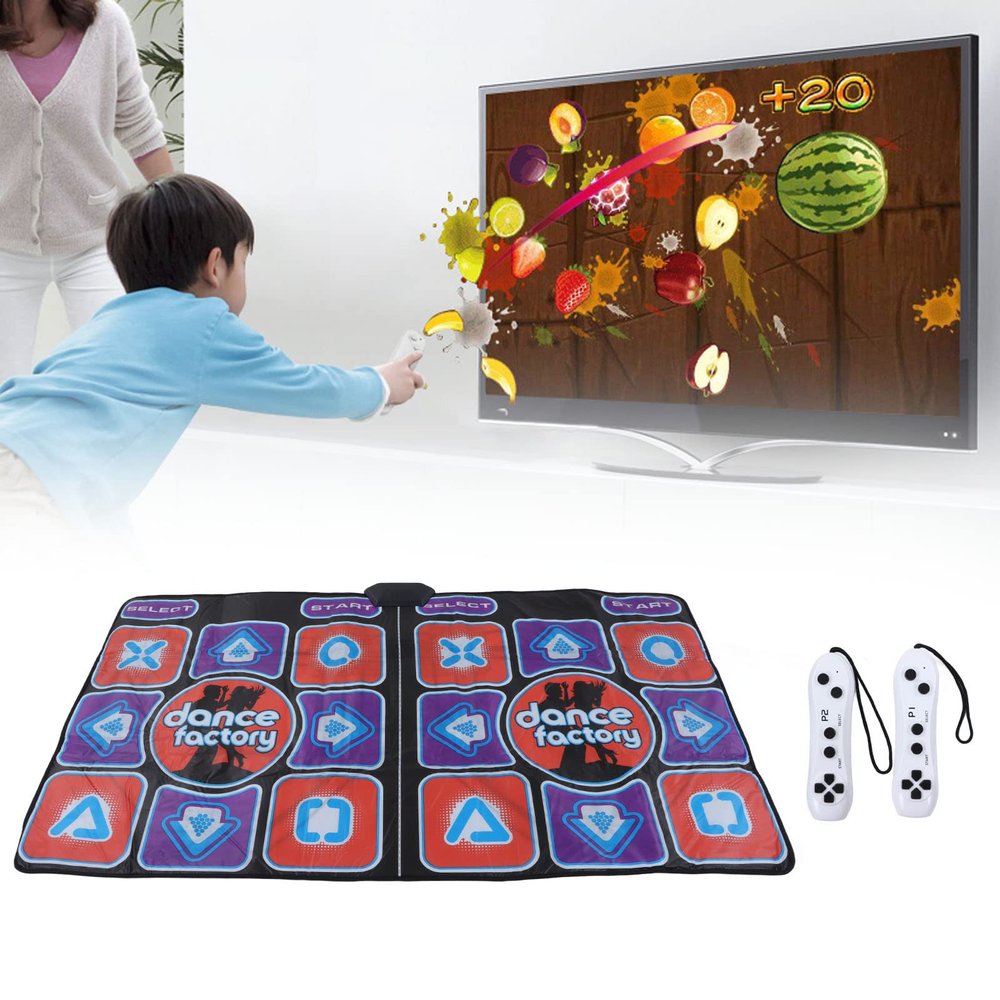 FOSA Double Dance Mat Games Toys, Music Dance Pad Double Player Exercise Foldable Kids Dance Rhythm Step Play Mat TV Dance Pat Blanket for Girls Boys Dance Musical