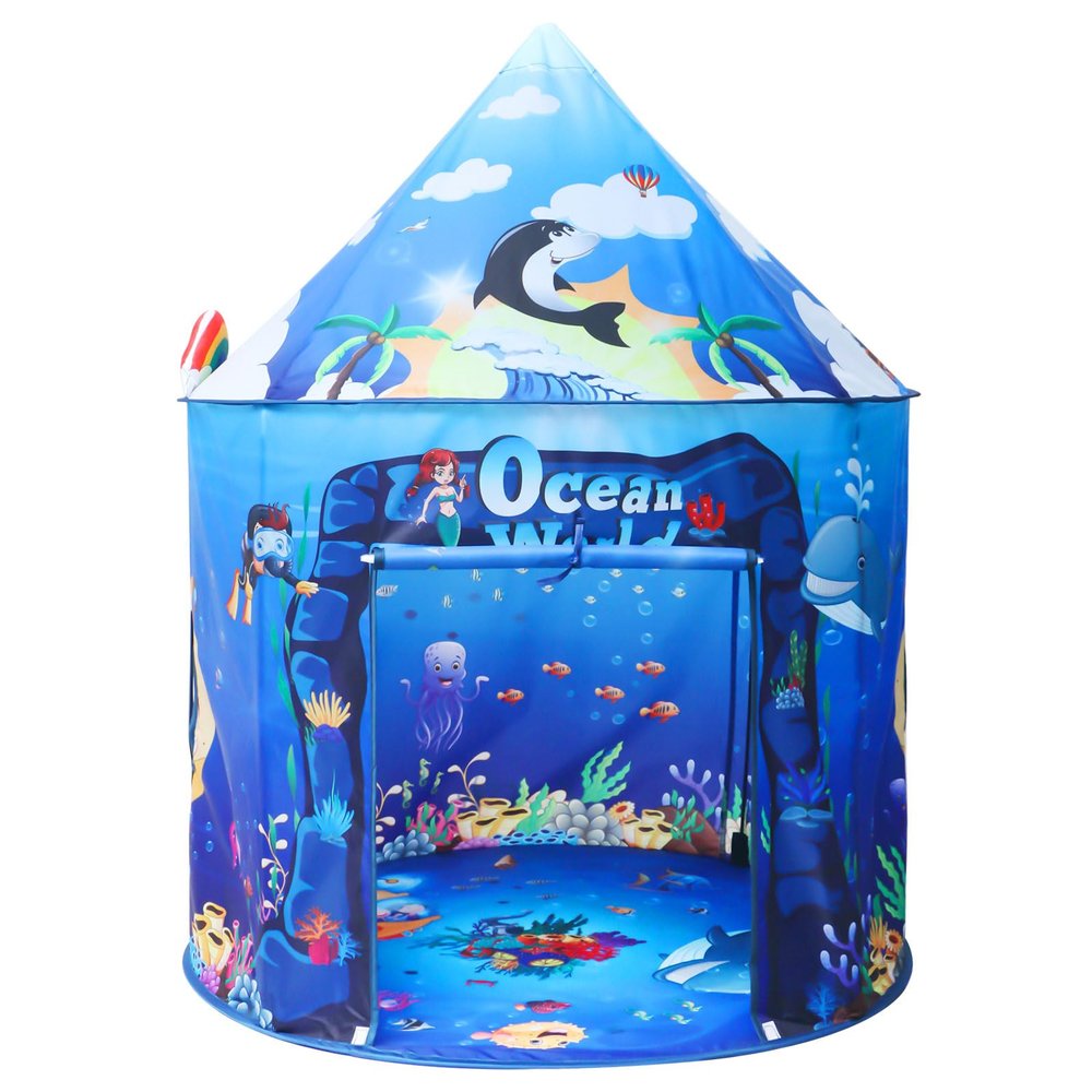 KIRKJUFELL Premium Under The Sea Kids Tent, Ocean Mermaid Play Tent for Kids as Gifts, Pop Up Princess Castle for Boys & Girls as Chirldren Playhouse. Indoor Pretend Toys for Toddlers 3-5