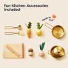 Tiny Land Wooden Play Kitchen, Toddler Kitchen with Cutting Food Set, Kids Kitchen Playset Toys for Girls & Boys, Educational Role Play Gift for Small Spaces view 4