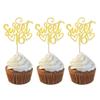 24 Pack Happy Sweet 16 Cupcake Toppers Glitter Sixteen 16th Birthday Cupcake Picks Cheers to 16 Years Old Cupcake Decorations for 16th Birthday Anniversary Party Cake Decorations Supplies Gold view 1