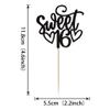 24 Pack 16th Birthday Cupcake Toppers Glitter Sixteen Happy Sweet 16 Cupcake Picks Cheers to 16 Years Old Cupcake Decorations for 16th Birthday Anniversary Party Cake Decorations Supplies Black view 2