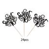 24 Pack 16th Birthday Cupcake Toppers Glitter Sixteen Happy Sweet 16 Cupcake Picks Cheers to 16 Years Old Cupcake Decorations for 16th Birthday Anniversary Party Cake Decorations Supplies Black view 3