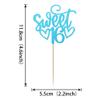 24 Pack 16th Birthday Cupcake Toppers Glitter Sixteen Happy Sweet 16 Cupcake Picks Cheers to 16 Years Old Cupcake Decorations for 16th Birthday Anniversary Party Cake Decorations Supplies Light Blue view 2