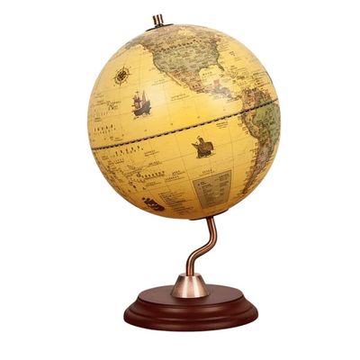 OLOTU Globe 360Rotation World Globe with Wood Base S-Shaped Design Easy to Read Earth Globe Vintage Geographic Globes for Kids and Adults Globe for Decor