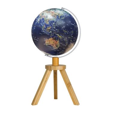 Globe Illuminated World Globe for Kids Geography Educational Easy to Read Light Up Globe with Wooden Tripod Stand for Home and Office Globe for Decor