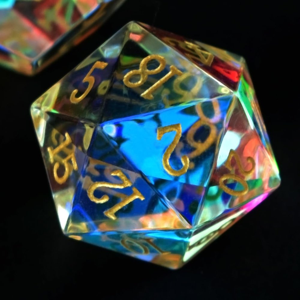 Colorful Glass DND Dice Set,7 Pcs Colorful Glass Handmade Polyhedral D&D Dice with Gift Metal Box for Dungeons and Dragons MTG Role Playing Games