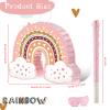Threan Rainbow Piata Pink Rainbow Birthday Party Piata with Bat Stick Blindfold Boho Theme Birthday Baby Shower Toys Games Party Supplies Decor view 2
