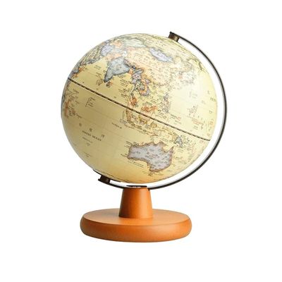 Globe Illuminated World Globe for Kids with Wooden Stand,Built in LED for Illuminated Night View Antique Globe for Home and Office Globe for Decor