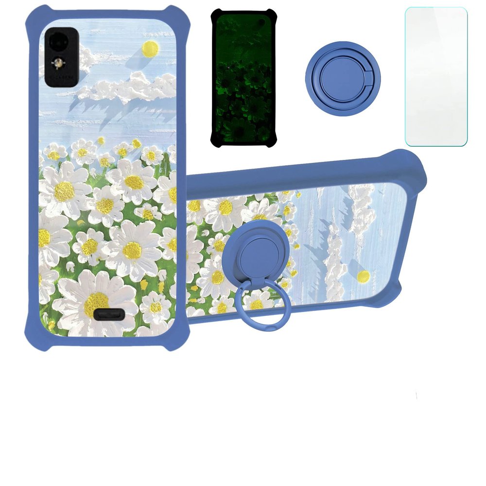 jioeuinly Blu Studio Mini 2023 Case Compatible with Blu Studio Mini 2023 Phone Case Cover [with Tempered Glass Screen Protector][Hard PC + Soft Silicone][Ring Support] [Luminous Effect] YGL-CJ