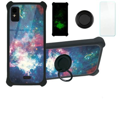 jioeuinly Blu Studio Mini 2023 Case Compatible with Blu Studio Mini 2023 Phone Case Cover [with Tempered Glass Screen Protector][Hard PC + Soft Silicone][Ring Support] [Luminous Effect] YGH-YH