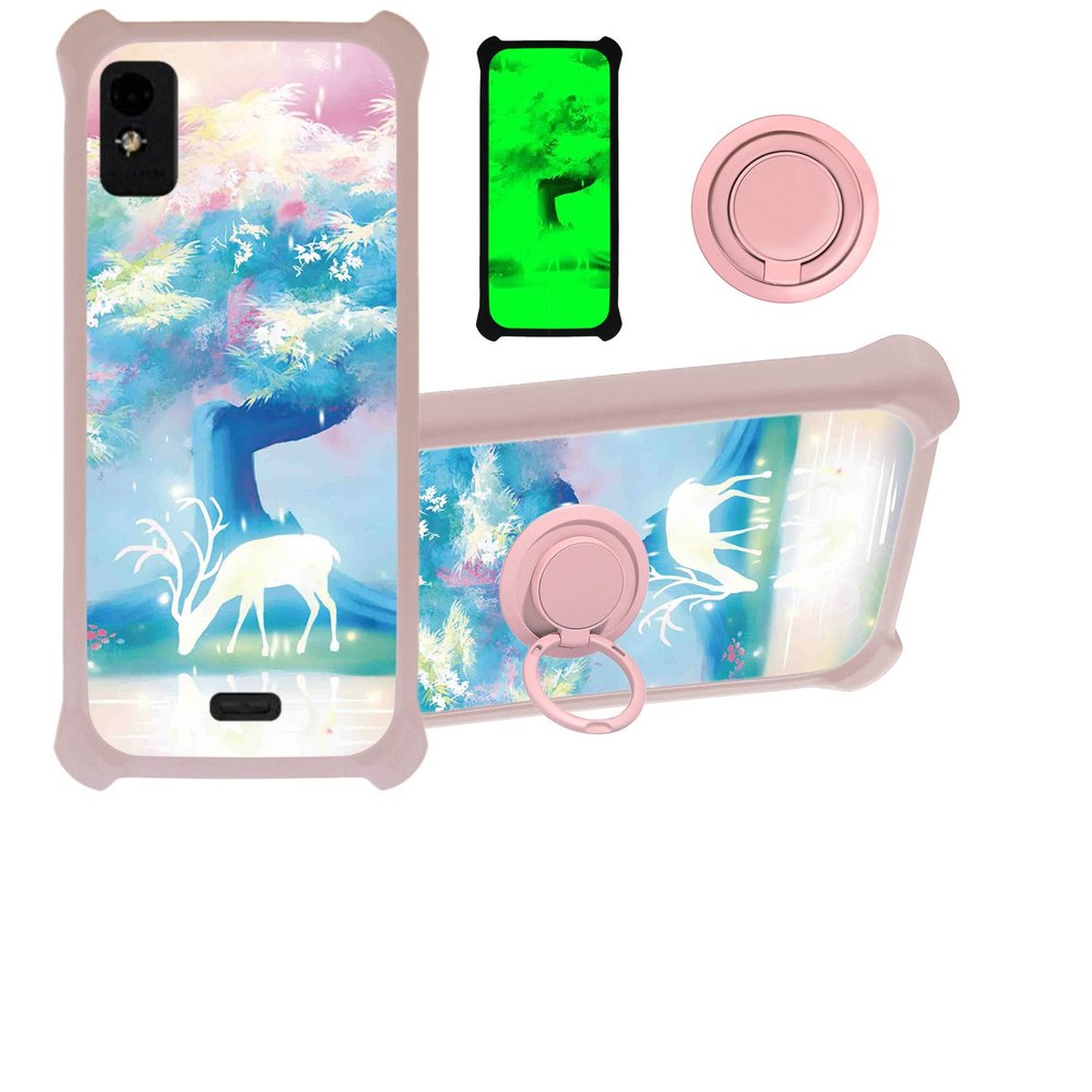 jioeuinly Blu Studio Mini 2023 Case Compatible with Blu Studio Mini 2023 Phone Case Cover [with Tempered Glass Screen Protector][Hard PC + Soft Silicone][Ring Support] [Luminous Effect] YGF-GL