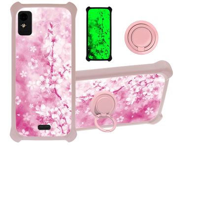 jioeuinly Blu Studio Mini 2023 Case Compatible with Blu Studio Mini 2023 Phone Case Cover [with Tempered Glass Screen Protector][Hard PC + Soft Silicone][Ring Support] [Luminous Effect] YGF-MH