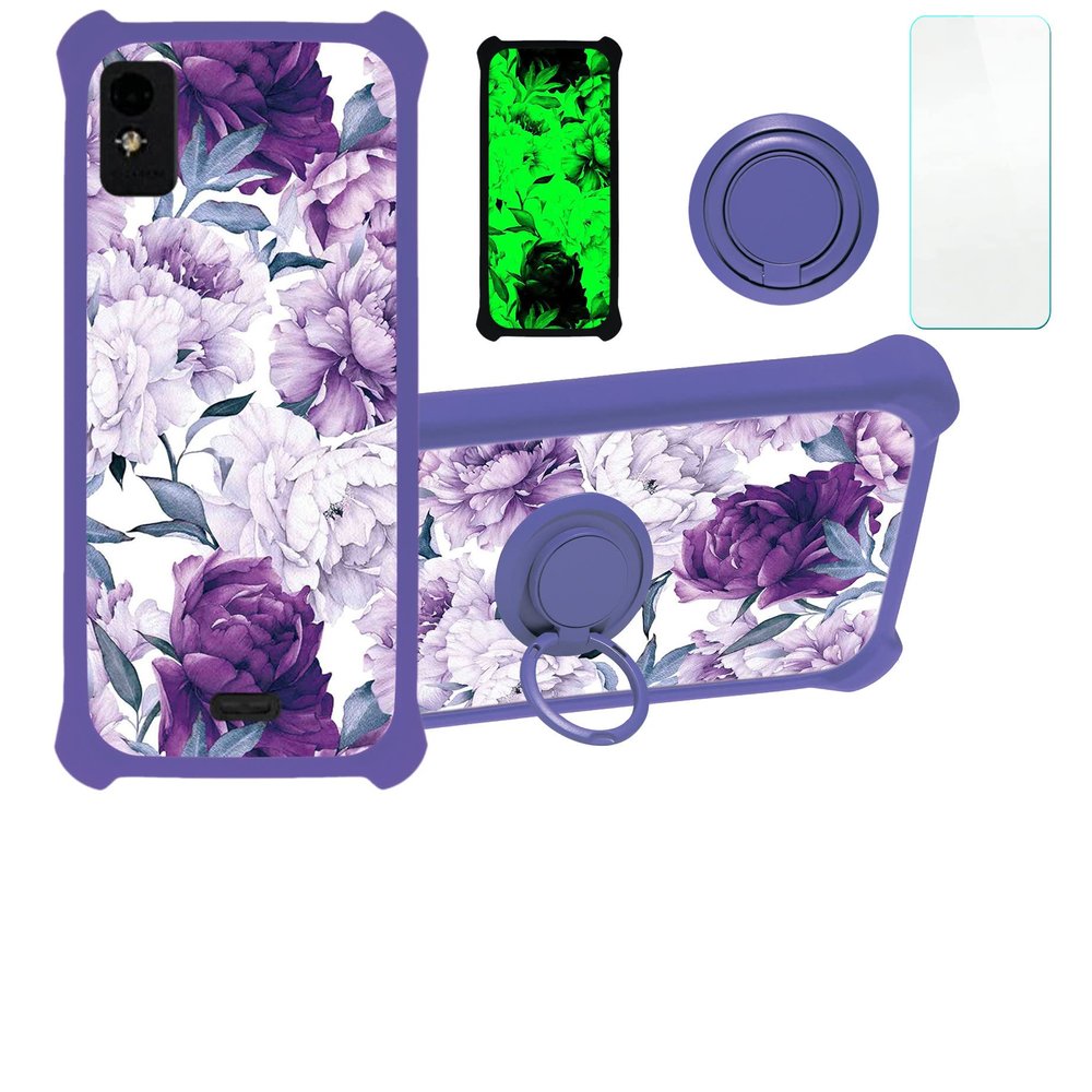 jioeuinly Blu Studio Mini 2023 Case Compatible with Blu Studio Mini 2023 Phone Case Cover [with Tempered Glass Screen Protector][Hard PC + Soft Silicone][Ring Support] [Luminous Effect] YGZ-ZSH