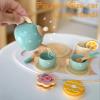 Wooden Tea Party Set for Little Girls Toys, Pretend Play Kids Tea Set for Toddlers Wood Toys, Wooden Play Food Kitchen Accessories Sets for Kid view 2