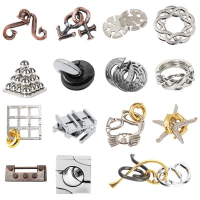15Pcs/Set Brain Teaser Metal Puzzle Sets, 3D Unlock Interlocking Puzzle, Metal Knot Puzzle Mind Games, Puzzle Switch Games, Adults Educational Toy Gift, Stop Addicted to Mobilephone#2