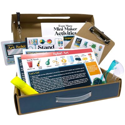 Carson Dellosa Education 29pc Mini Maker Art Science Kit, Crafts, Tiny Experiments, Stickers, Activity Book, Mini Journal, Name Tag, and More School Supplies, STEM Activities for Kids Grade 2 and Up