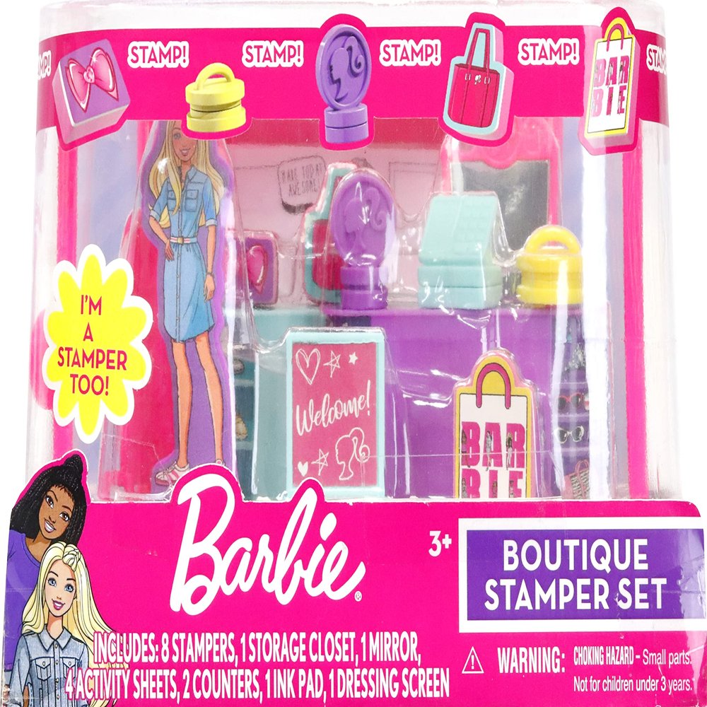 Barbie Boutique Stamp Set - Creative Stamps for Kids to Explore Imagination and Design, Kid-Friendly Stamp Kit for Arts and Crafts Fun, Featuring Fashionable Barbie Designs and More.