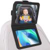 Brislut Baby Car Mirror with Adjustable Tablet Holder, Road Trip Essentials for Kids, Backseat Mirror to See Rear Facing Infant, Ipad Case for Car Headrest view 1