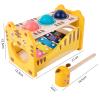 predolo Wooden Musical Pounding Toy Tap Benches with Slide Out Xylophone for Toddlers view 3