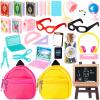 Mini School Supplies, 30Pcs Doll School Supplies Includes Mini Doll Backpack Laptops Glasses Blackboard Book Palette Paper Ruler Scissors Calculator for Dolls Accessories Set view 1