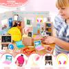 Mini School Supplies, 30Pcs Doll School Supplies Includes Mini Doll Backpack Laptops Glasses Blackboard Book Palette Paper Ruler Scissors Calculator for Dolls Accessories Set view 3
