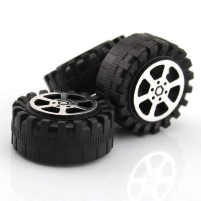 4pcs Model Car Wheels 42mm Plastic DIY Toy Wheels Black for 2mm Shaft