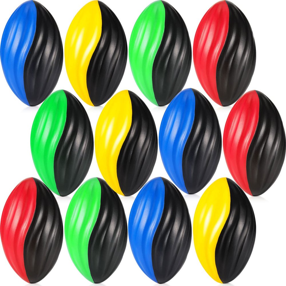 Jerify 12 Pcs Mini Foam Footballs for Kids Students 7 Inch Small Spiral Football Toys Easy Grip Waterproof Soft Emulation Ball for School Gift Sports Party Game(Classic Color)