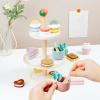 Wooden Dessert Cake Tea Party Set for Little Girls Toys, Pretend Play Kids Tea Set for Toddlers Wood Toys, Wooden Play Food Kitchen Accessories Sets for Kids (Dessert Tea) view 3