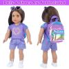 18INDC 18 Inch Girl Doll Clothes and Accessories School Supplies Playset with Clothes Set, School Bags, Sunglasses, Pencils, Pencil Sharpener, Notebooks, Phone, Hair Clip, Stickers No Dolls view 3