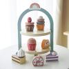 Wooden Dessert Cake Play Food Set Toys, Pretend Play Kids Tea Party Set for Little Girls Toddlers, Montessori Wooden Play Kitchen Accessories Sets for Kids view 2