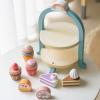 Wooden Dessert Cake Play Food Set Toys, Pretend Play Kids Tea Party Set for Little Girls Toddlers, Montessori Wooden Play Kitchen Accessories Sets for Kids view 3