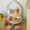 Wooden Dessert Cake Play Food Set Toys, Pretend Play Kids Tea Party Set for Little Girls Toddlers, Montessori Wooden Play Kitchen Accessories Sets for Kids view 4