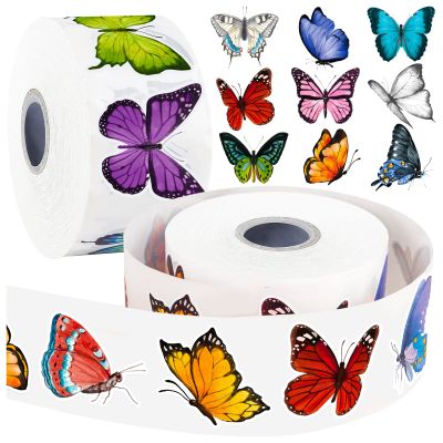 1600 PCS Butterfly Roll Stickers, 16 Styles Butterfly Stickers for Kids, Waterproof and Sun-Proof 3D Roll Sticker for Parties, Walls, Scrapbooks, Envelopes, Birthday and Greeting Cards