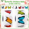 1600 PCS Butterfly Roll Stickers, 16 Styles Butterfly Stickers for Kids, Waterproof and Sun-Proof 3D Roll Sticker for Parties, Walls, Scrapbooks, Envelopes, Birthday and Greeting Cards view 2