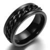 Adreamz 8mm Mens Women Black Chain 316L High Polished Stainless Steel Spinner Ring Spinning Rotating Anti Anxiety Fidget for Stress Relief Wedding Band 9.5 view 1