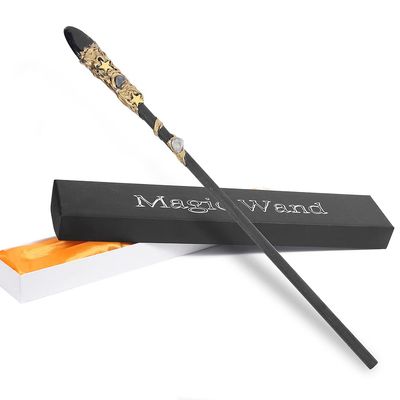 Bubbmi Black Crystal Witch Magic Wand, Gemstone Wizard Halloween Christmas Cosplay Accessories Sorcerer Collection Witchcraft Props with Gift Box (Black 1)