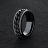 Adreamz 8mm Mens Women Black Chain 316L High Polished Stainless Steel Spinner Ring Spinning Rotating Anti Anxiety Fidget for Stress Relief Wedding Band 10.5 view 2