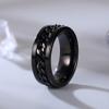 Adreamz 8mm Mens Women Black Chain 316L High Polished Stainless Steel Spinner Ring Spinning Rotating Anti Anxiety Fidget for Stress Relief Wedding Band 10.5 view 4