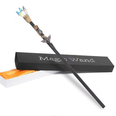 Bubbmi Crystal Magic Wand, Gemstone Wizard Witch Sorcerer Wands Costume Props Cosplay Party Accessories with Gift Box (White 3)