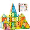 OugerToy Magnetic Building Tiles for Kids,64 PCS Educational Magnetic Stacking Blocks for Boys Girls, Magnets Construction Toys,Stem Preschool Kindergarten Learning Toys view 1