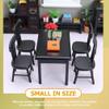 Black Chairs 5Pcs Miniature Table and Chairs Mini Dining Table Set for 4 Doll House Miniature Furniture and Accessories Furniture view 4