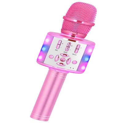 Amazmic Toys for Girls, Kids Karaoke Microphone Toddler Microphone for Kids with Lights, for Girls, Birthday Party Boys Toy Age 3 4 5 6 7 8+(Light Pink)