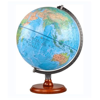 OLOTU Globe Classic Newest Embossed World Globe with Wood Base Rustic Decorative Desktop Globe Geographical Globe Kids Globe 12.5 Inch Globe for Decor